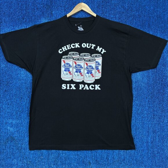 Pabst Blue Ribbon “Check Out My Six Pack” Graphic T-Shirt Size XXL - Picture 1 of 4